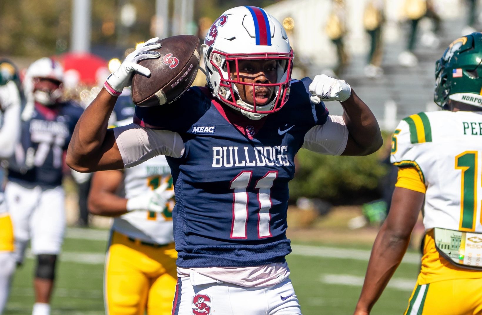 South Carolina State football in action during the Bulldogs' 51-10 win over Morgan State on Oct. 29, 2026, at Hughes Stadium in Baltimore