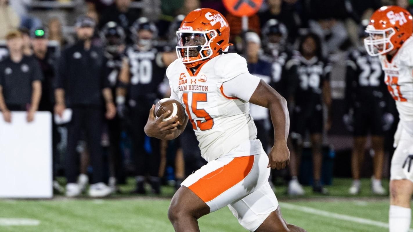 Sam Houston backup quarterback DJ Bailey scrambles against Missouri State during the Bearkats' 24-3 loss on Oct. 27, 2026, at Plaster Stadium in Springfield, Mo.