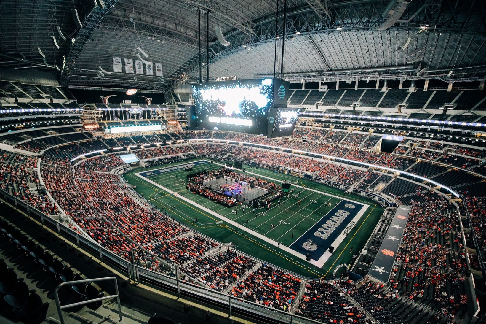 Nebraska vs SMU volleyball at AT&T Stadium, Aug. 27, 2026 — Photo Credit: Aaron Bui/Undrafted