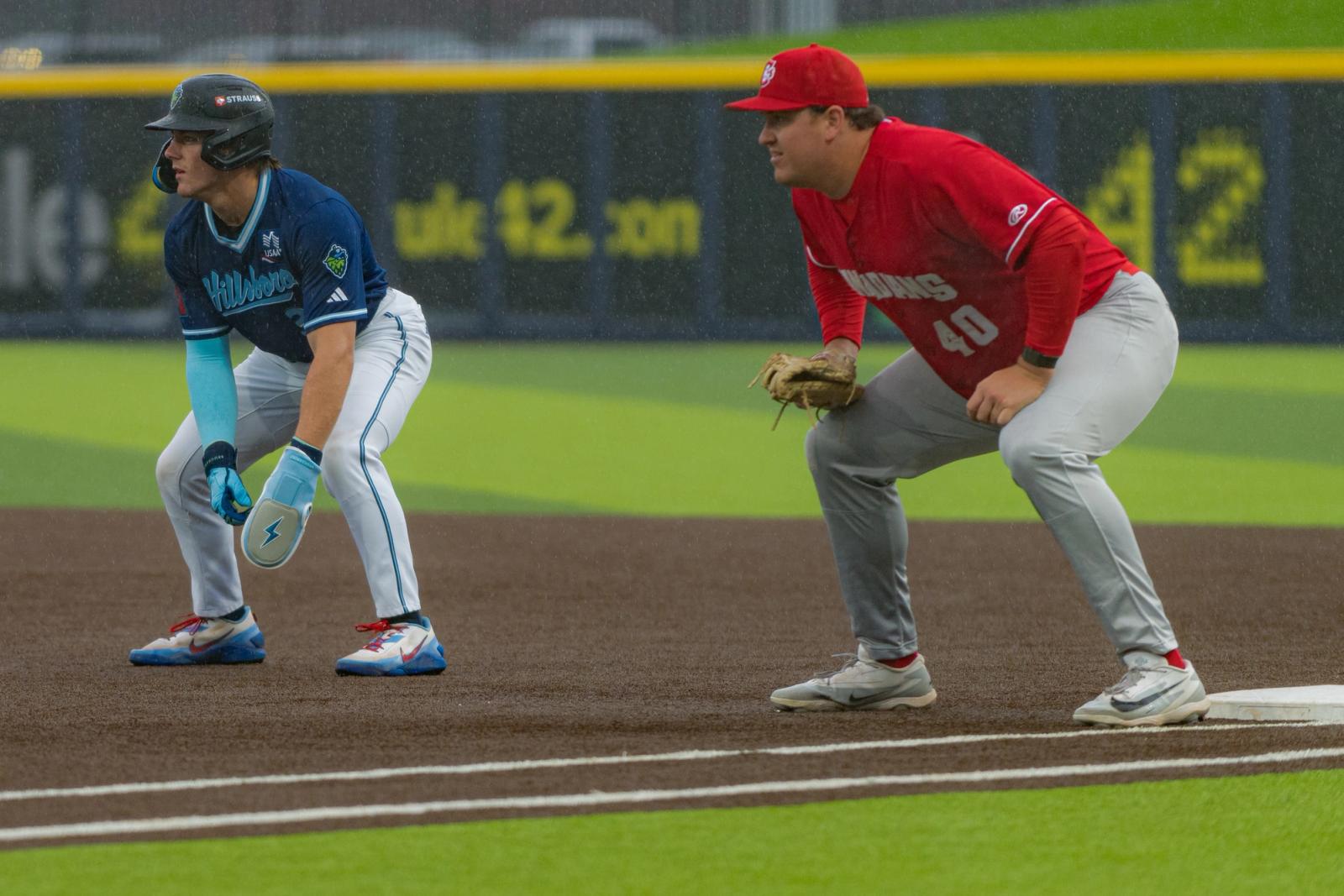 Late-game / celebration action — Vancouver Canadians vs Hillsboro Hops — Photo Credit: Aaron Leopold/Undrafted