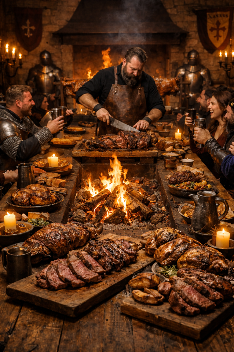 משתה אבירים: המסע ההיסטורי מהיכלי האבן אל שולחן הבשר המודרני