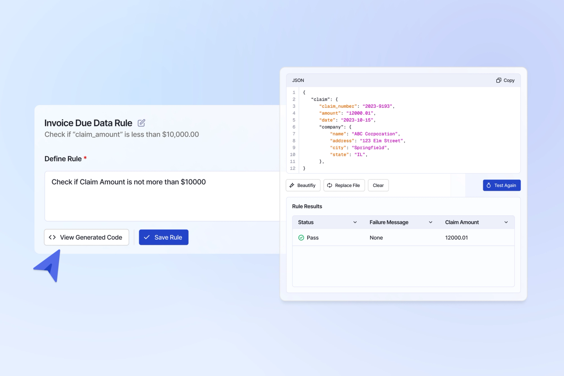 Defining a rule in plain text to be transformed into code