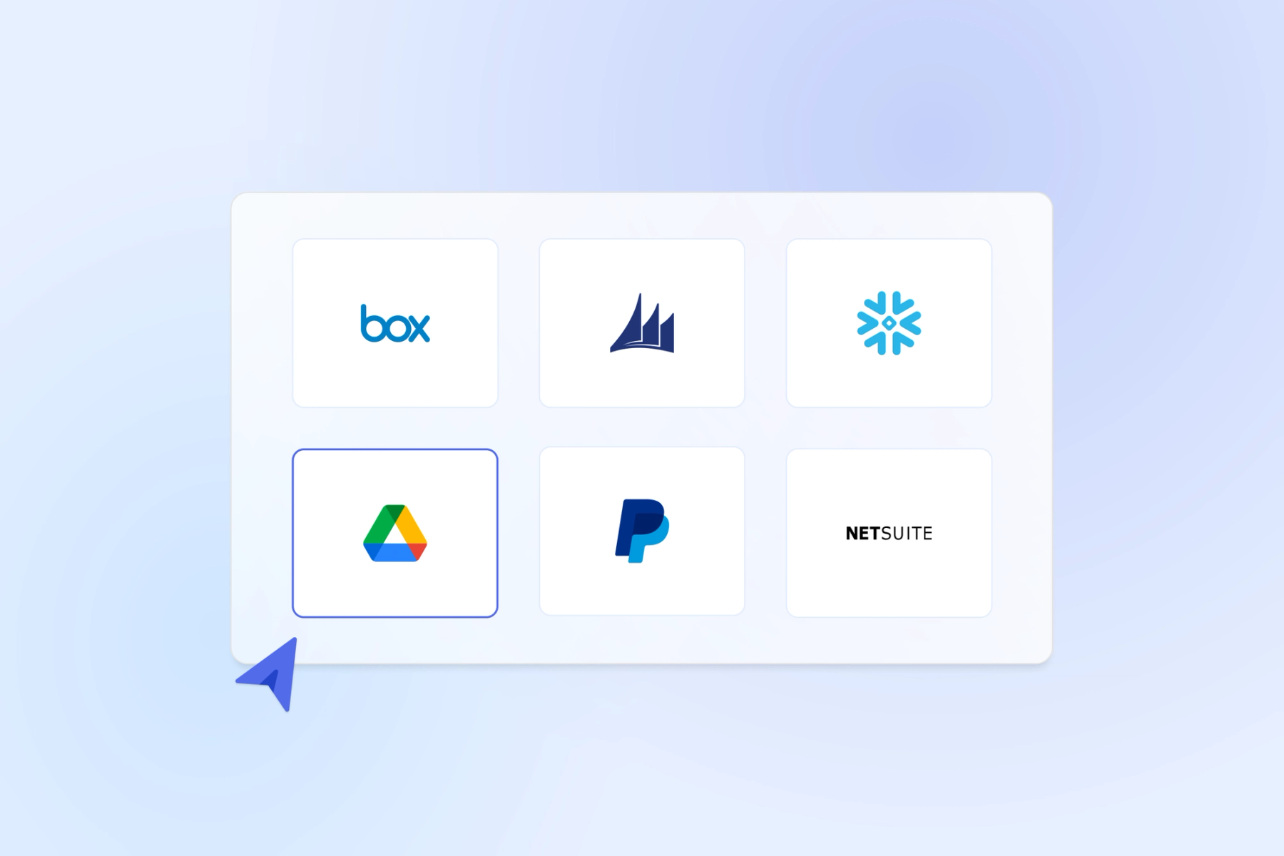 A grid of six boxes displaying connector types in the Adeptia Automate platform