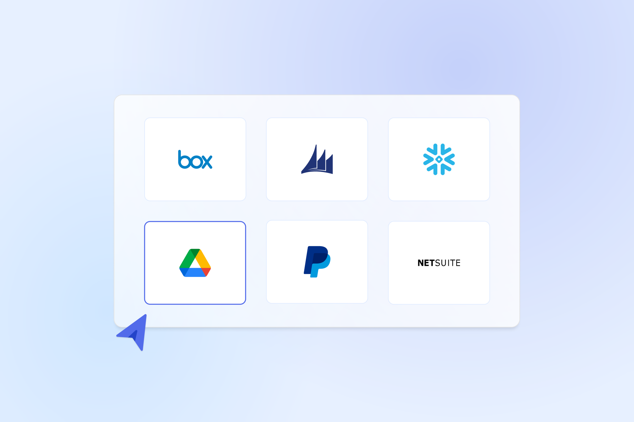 A grid of six boxes displaying connector types in the Adeptia Automate platform