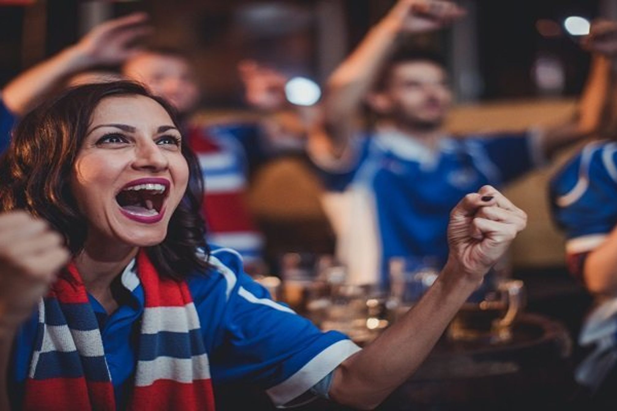 Girl celebrating with friends