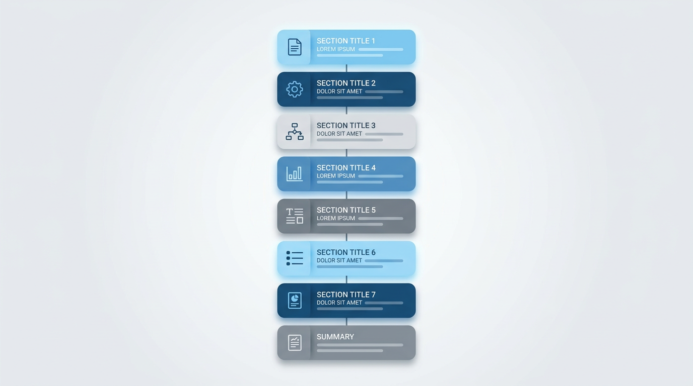 Stacked cards representing the standard sections of a due diligence questionnaire template
