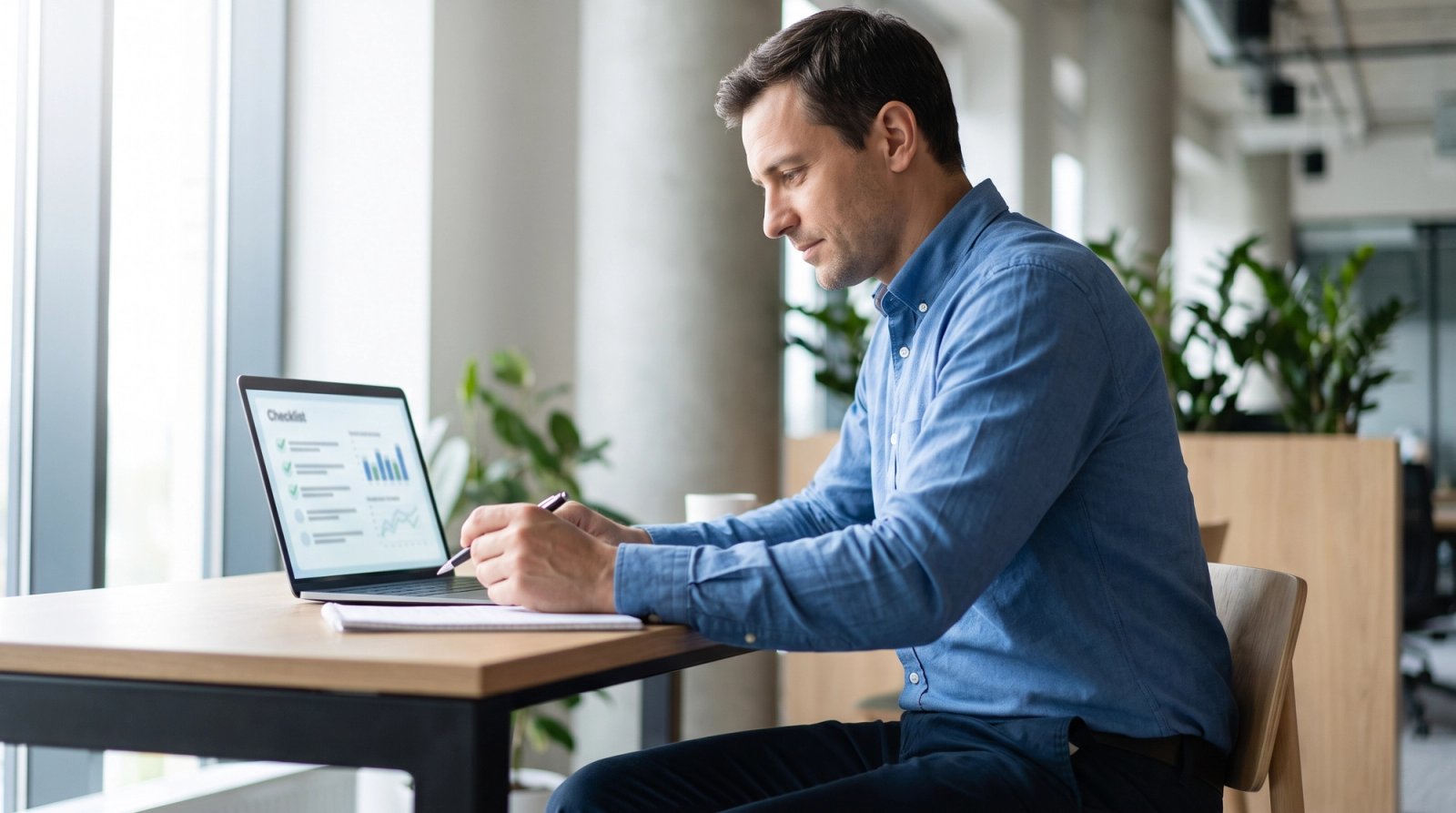 Person reviewing an AI vendor risk checklist on a laptop screen