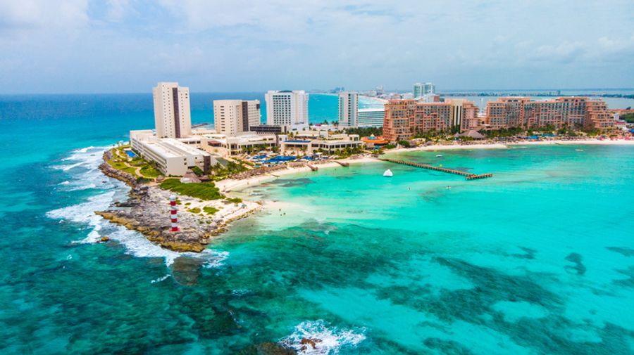 Vue de Punta Cancún, quartier au nord de la zone hôtelère