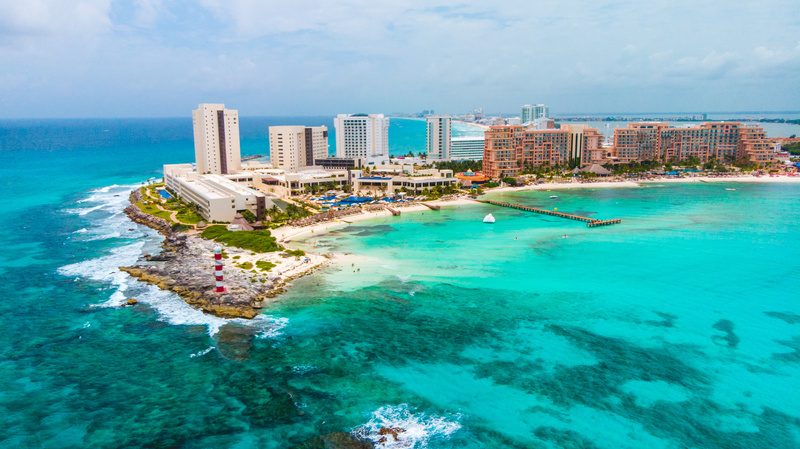 Vue de Punta Cancún, quartier au nord de la zone hôtelère