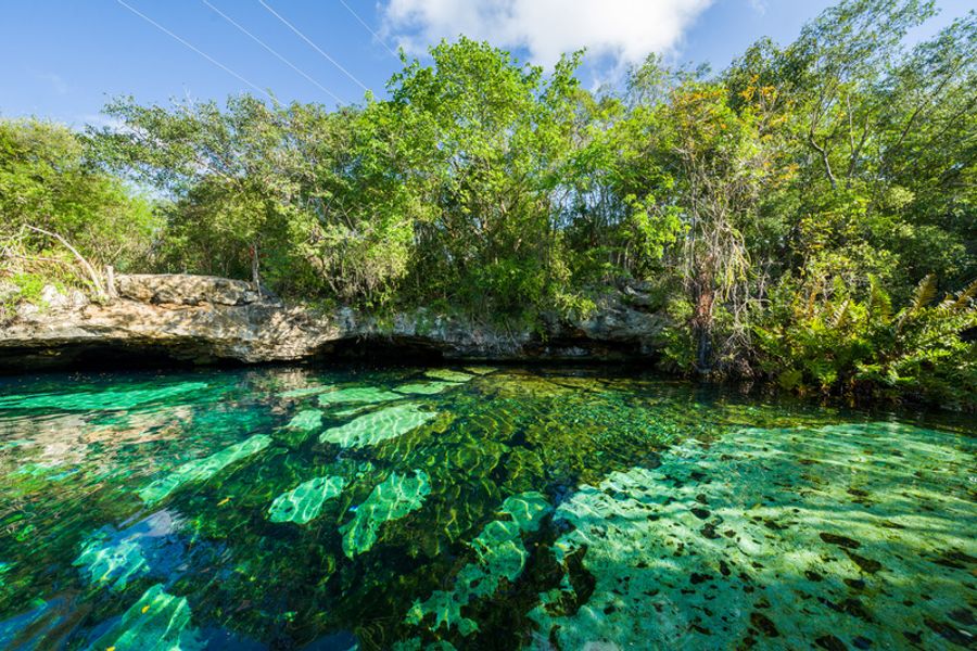 La Cenote Azul près de Bacalar au Mexique