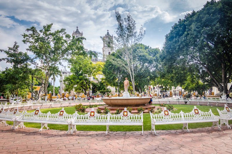 Le parc Francisco Cantón, place principale de Valladolid au Mexique