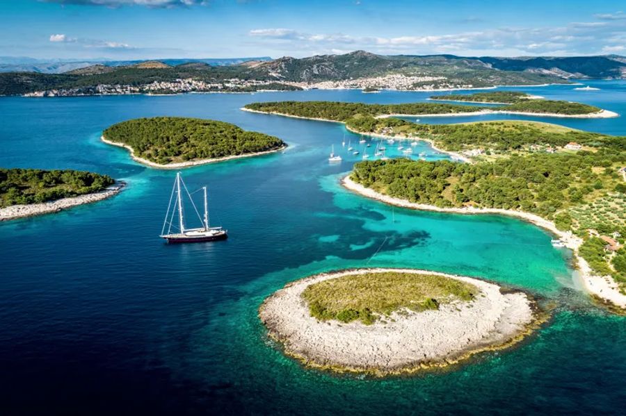 Vue aérienne des îles Pakleni
