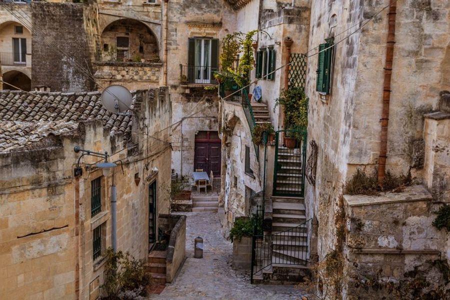 Cour intérieure dans la vieille ville de Matera