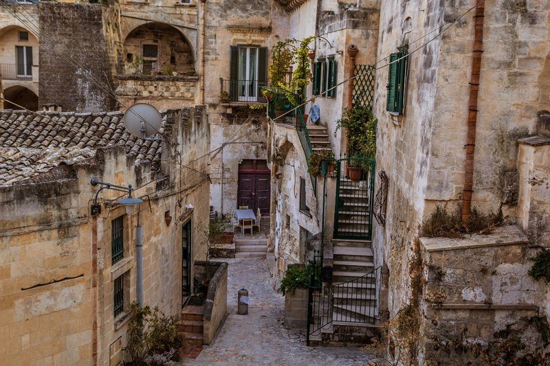 Cour intérieure dans la vieille ville de Matera