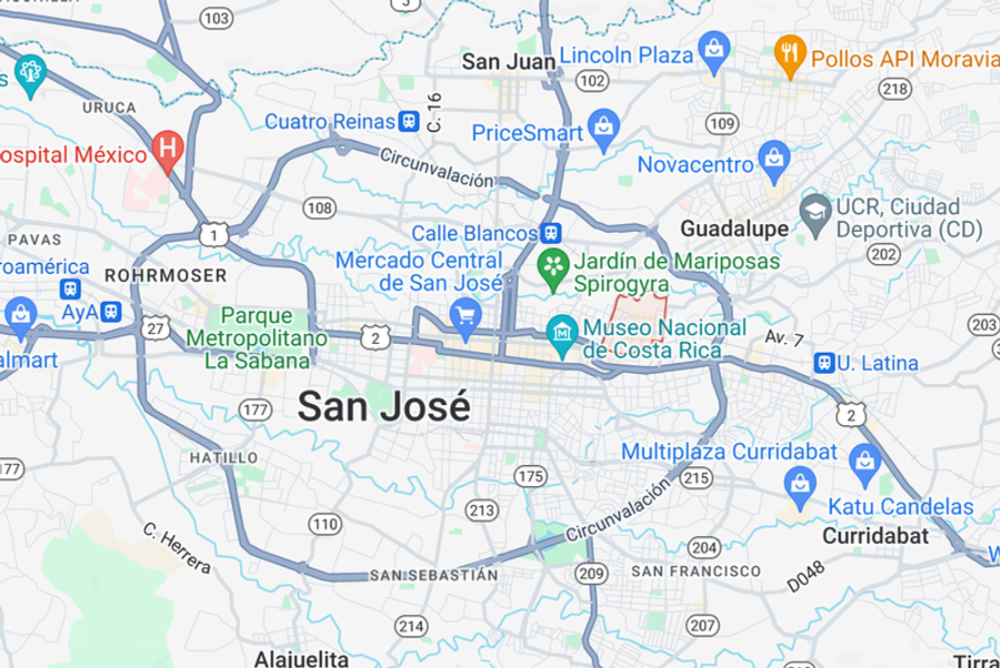 Carte du quartier Barrio Escalante à San José, Costa Rica
