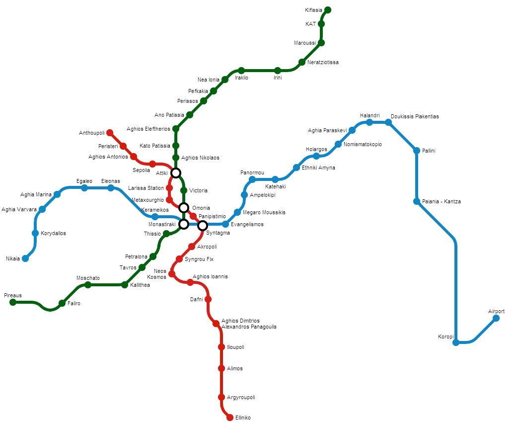 Plan du métro à Athènes