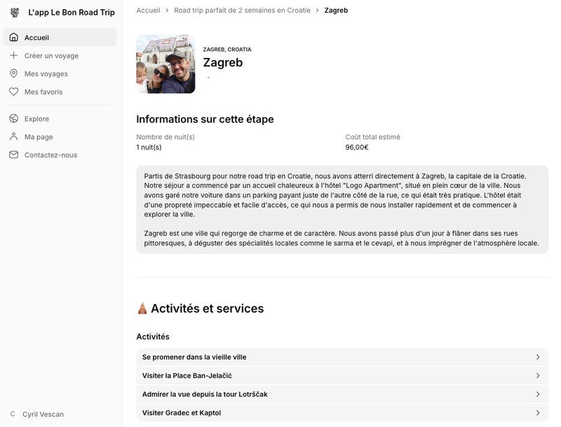 Étape du voyage à Zagreb avec description et activités à faire dans la ville.