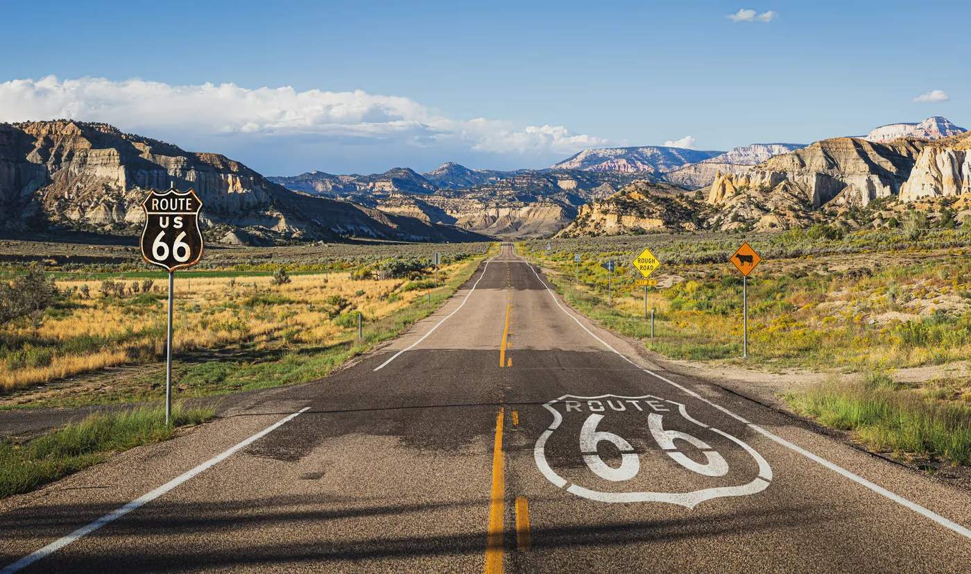 La route en 66 aux Etats-Unis