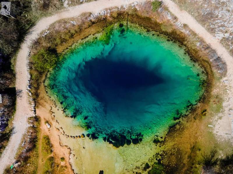 Vue aérienne de la source Cetina