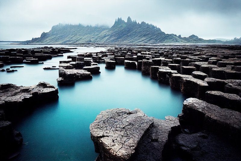 Formation géologique unique des colonnes de basalte à la chaussée des Géants.
