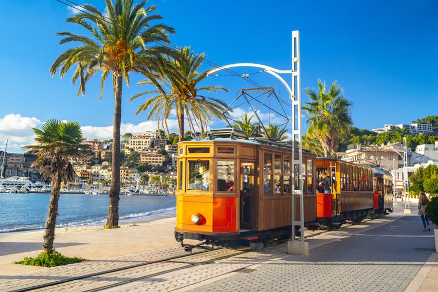 Vieux tramway à Soller proche Palma de Majorque