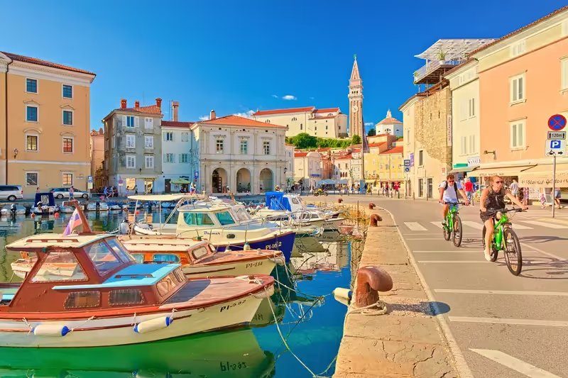 Piran · vue sur le port adriatique depuis le clocher