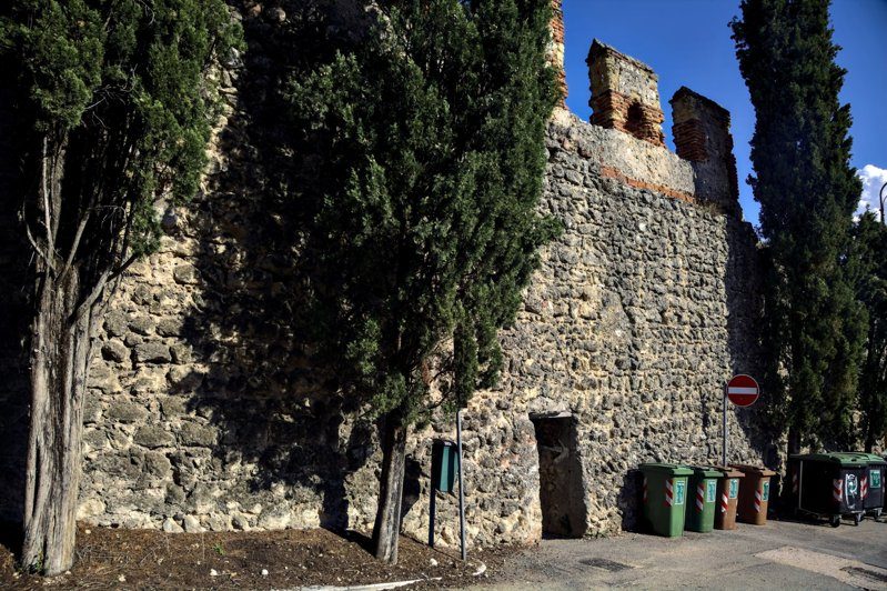 Mur de vestiges de locri entourées de verdure