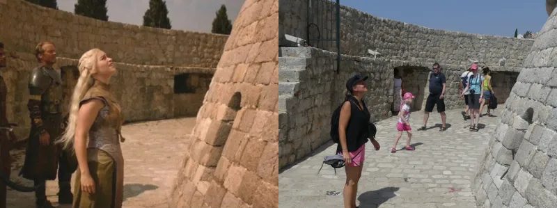 Sur une des scènes de la série Game of Thrones pendant notre balade sur les remparts