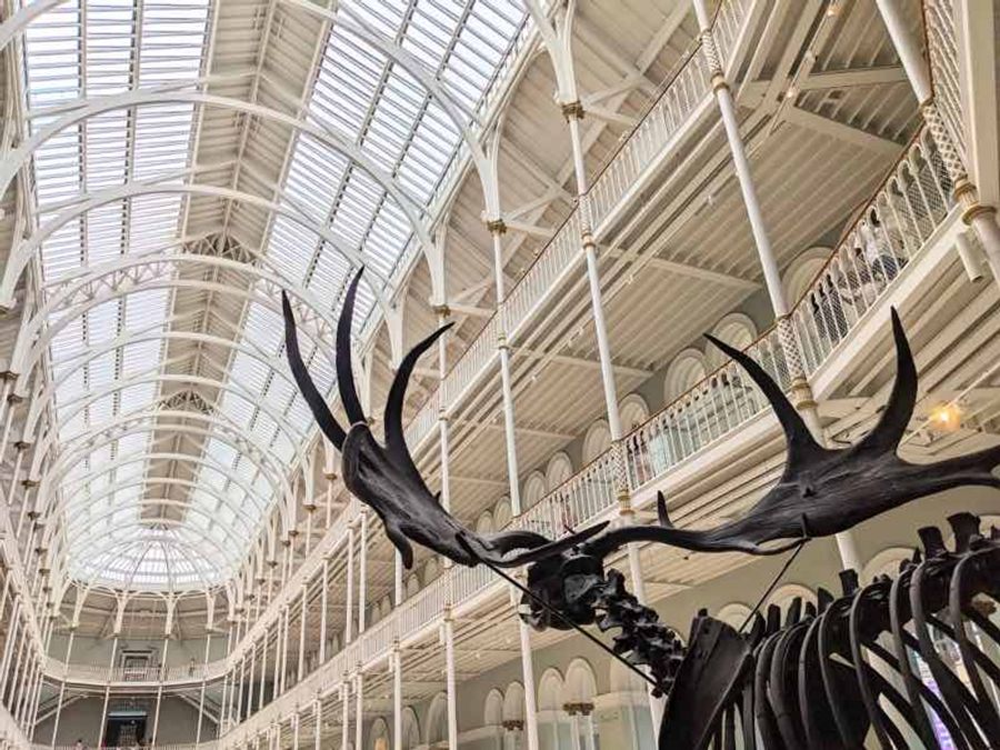 Verrière et grande galerie du National Museum of Scotland à Édimbourg, entrée gratuite depuis la Royal Mile.