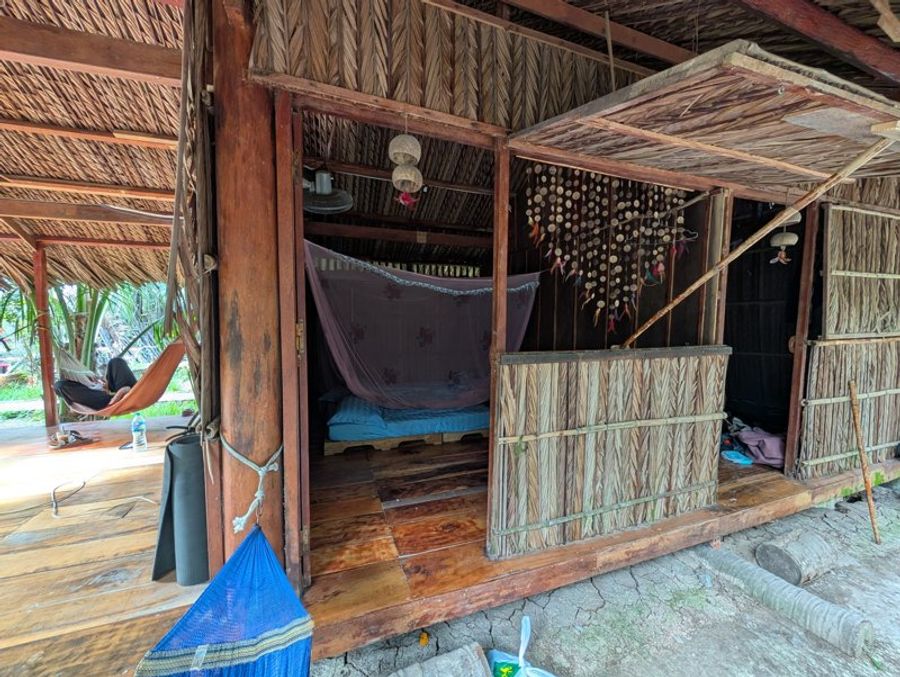 Bungalow traditionnel en bois à Ecoco Homestay Ben Tre Vietnam