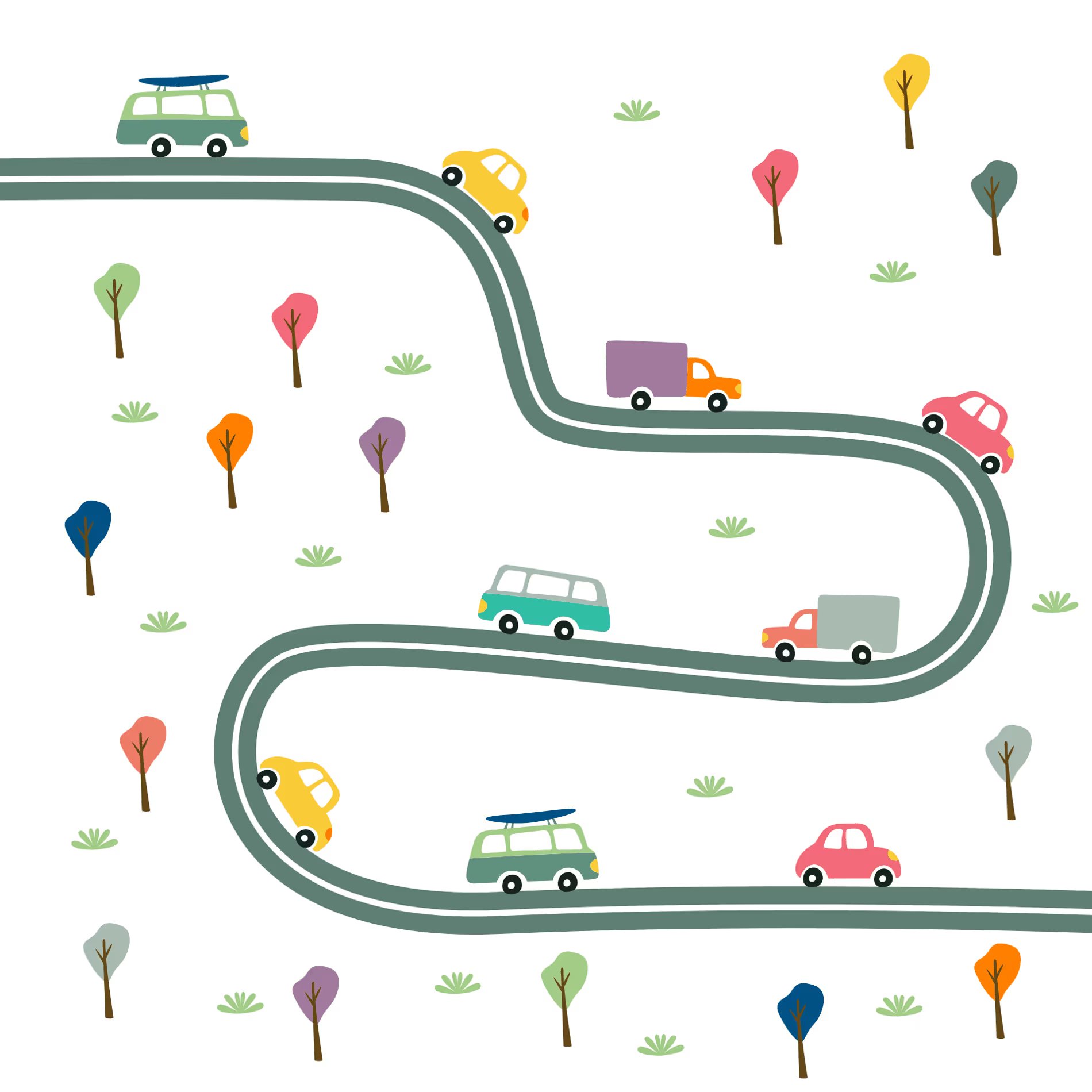 Une illustration de voitures qui prennent la route