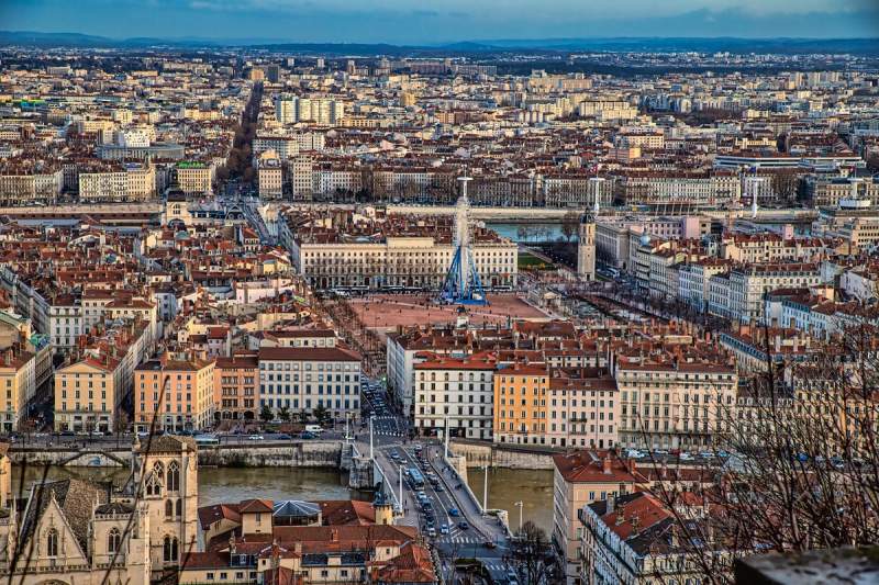 La ville de Lyon vu du ciel