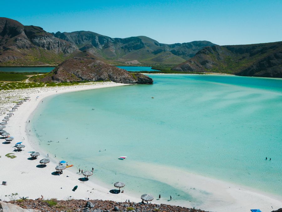 Vue aérienne de Balandra Beach à La Paz au Mexique