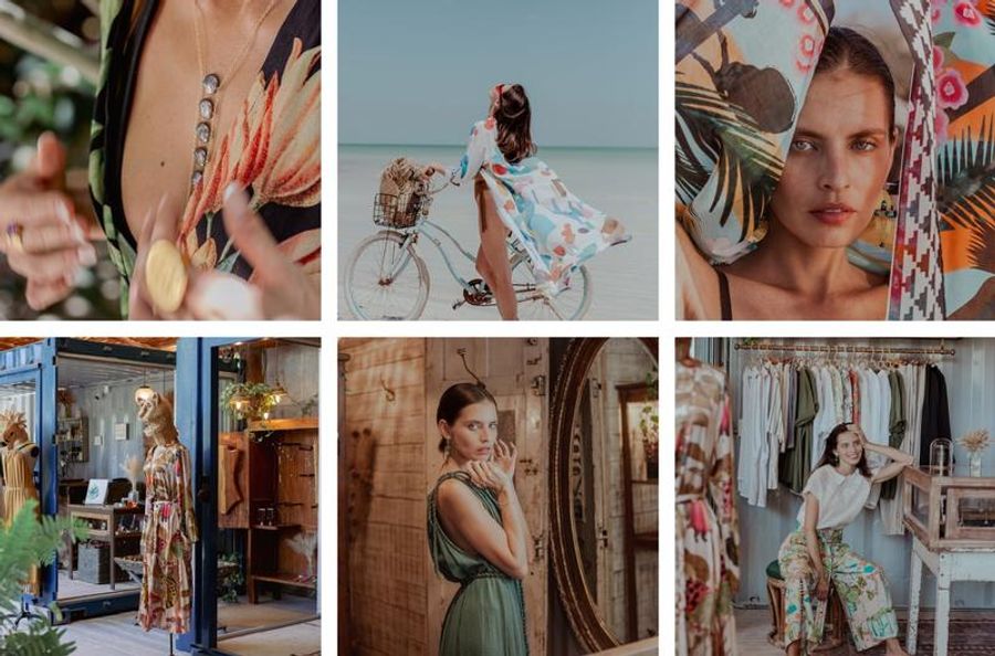 Image de la boutique Luuma à Holbox, présentant des vêtements et accessoires artisanaux dans un cadre élégant et boho-chic.