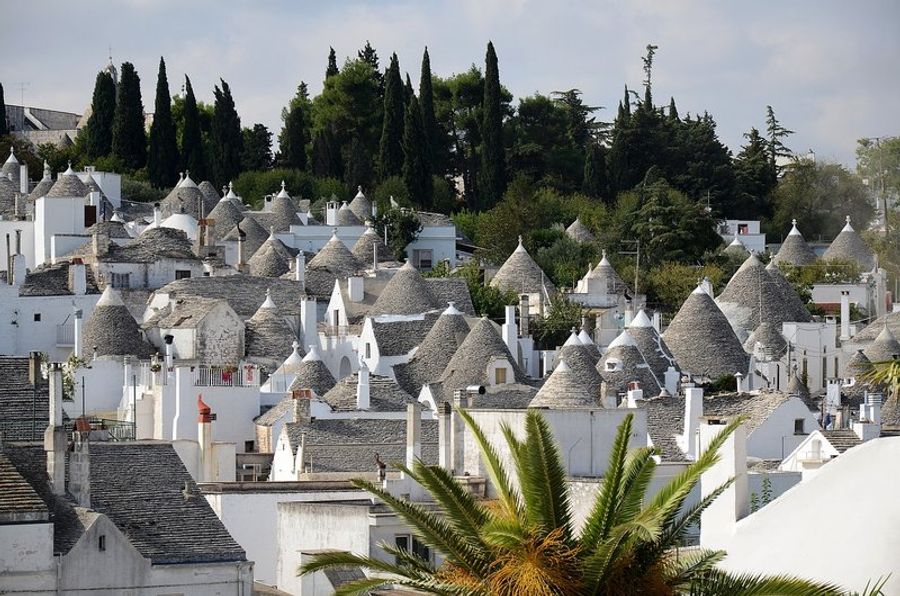 Trulli traditionnels dans la région des Pouilles.