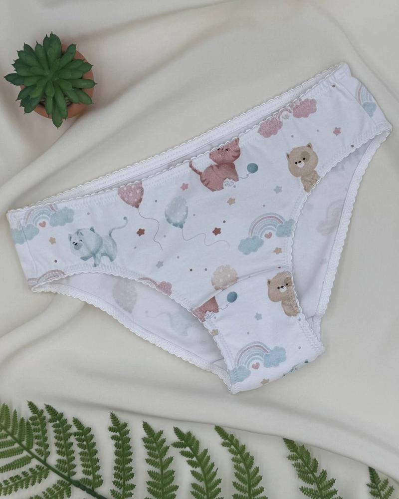 Kids' OEKO-TEX® Cotton Knickers – Pastel Kittens & Balloons thumbnail 2