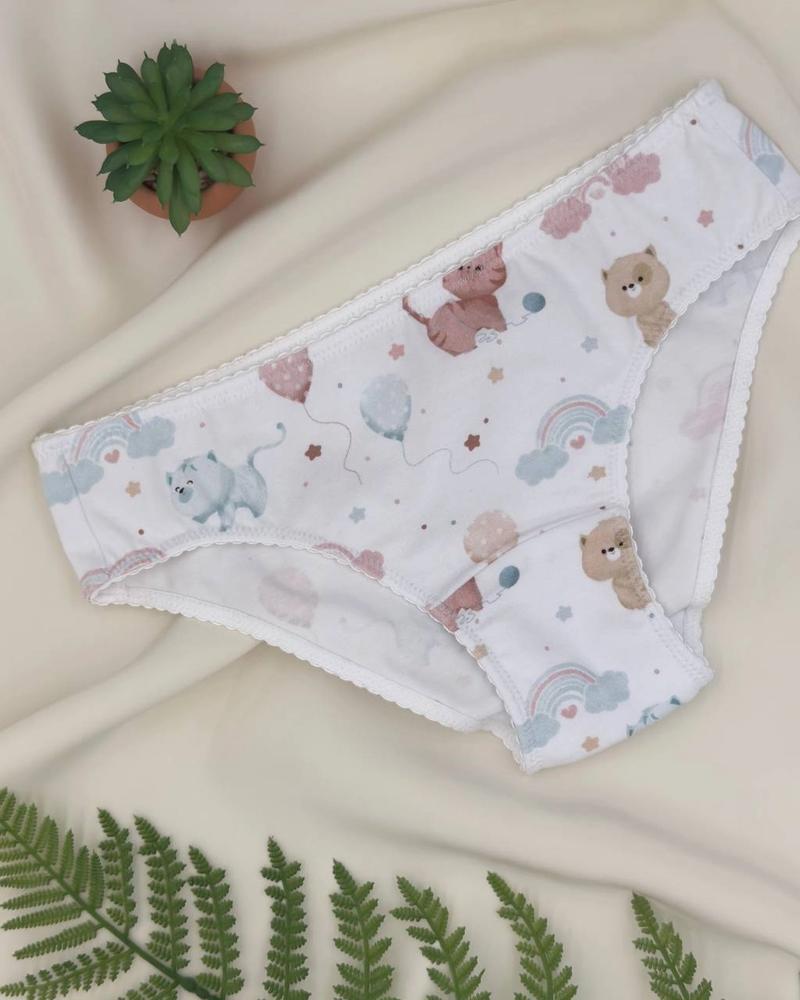 Kids' OEKO-TEX® Cotton Knickers – Pastel Kittens & Balloons thumbnail 4