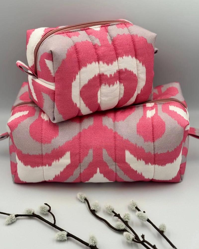 Quilted Ikat Cosmetic Bag Set of 2