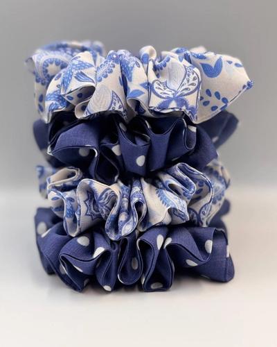 The "Azure Heritage" Mulberry Silk Scrunchie