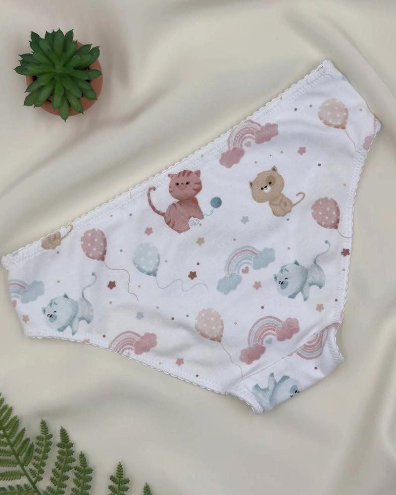 Kids' OEKO-TEX® Cotton Knickers – Pastel Kittens & Balloons thumbnail 3