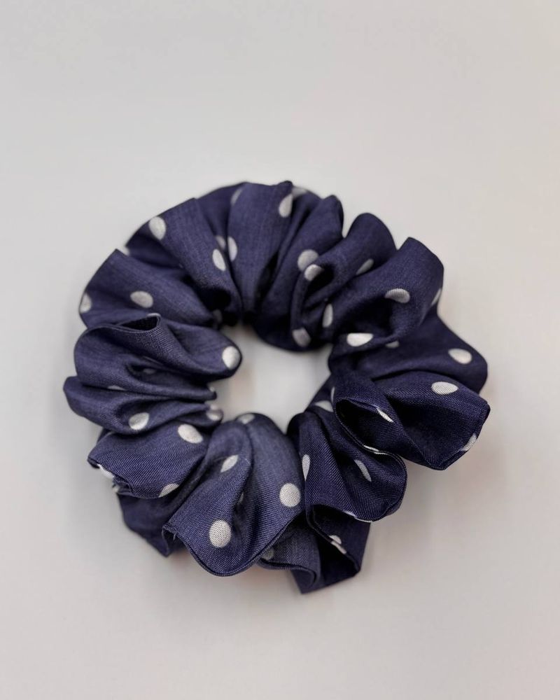 The "Azure Heritage" Mulberry Silk Scrunchie thumbnail 2