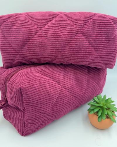 The "Berry Velvet" Quilted Corduroy Pouch