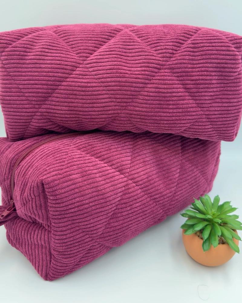 The "Berry Velvet" Quilted Corduroy Pouch