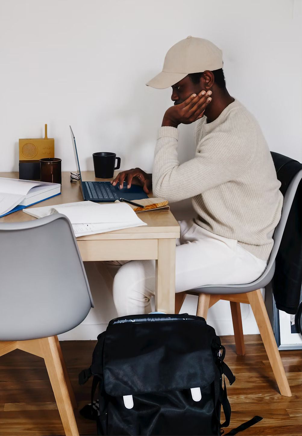 Man near a table working