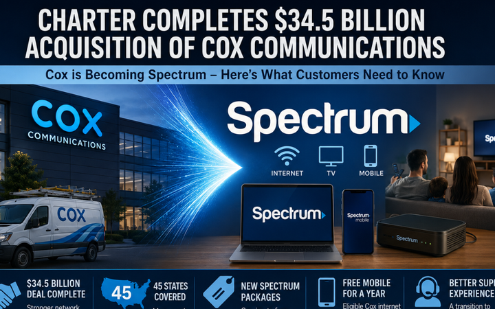 Cox Is Now Spectrum: Charter Completes $34.5 Billion Acquisition of Cox & Liberty Broadband