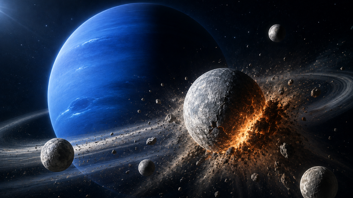Webb Telescope Finds Signs of Ancient Disaster at Neptune