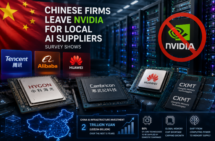 Chinese Firms Leave Nvidia for Local AI Suppliers - And the Survey Numbers Back It Up