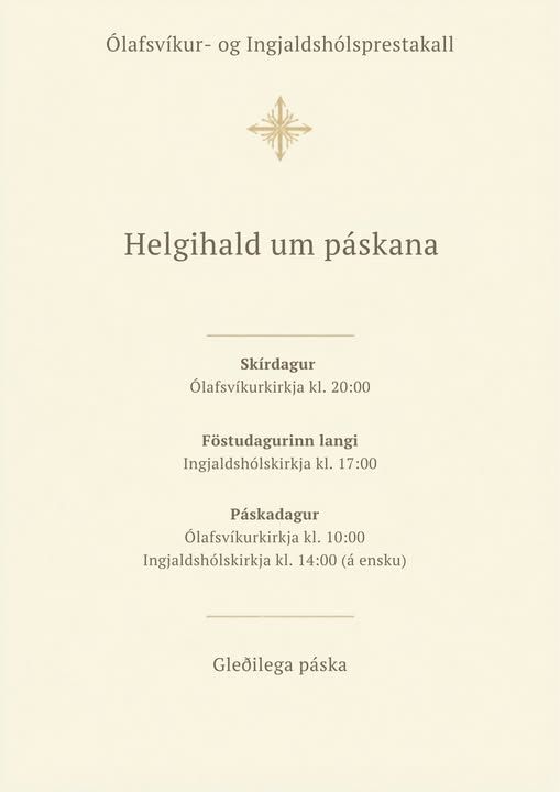 Veggspjald með páskadagskrá kirkjanna okkar.
