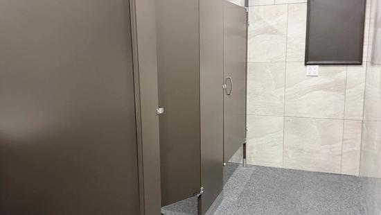 New Bathroom Stalls With Epoxy Flooring