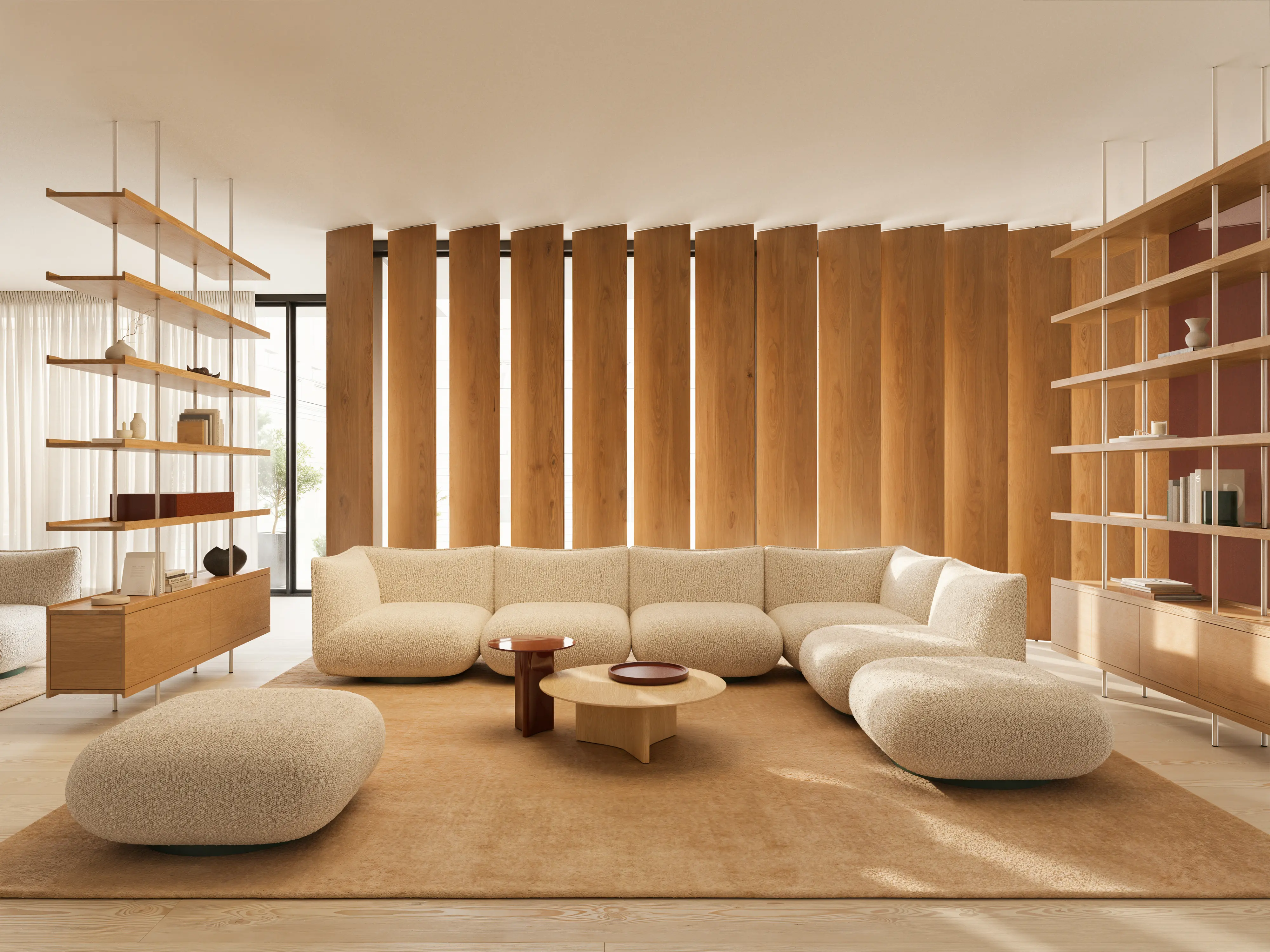 Beam floor to ceiling shelving